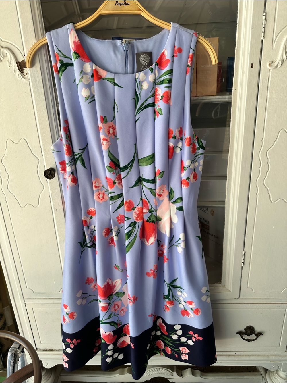 Vince Camuto Lavender Dress with Coral and Green Floral Print
